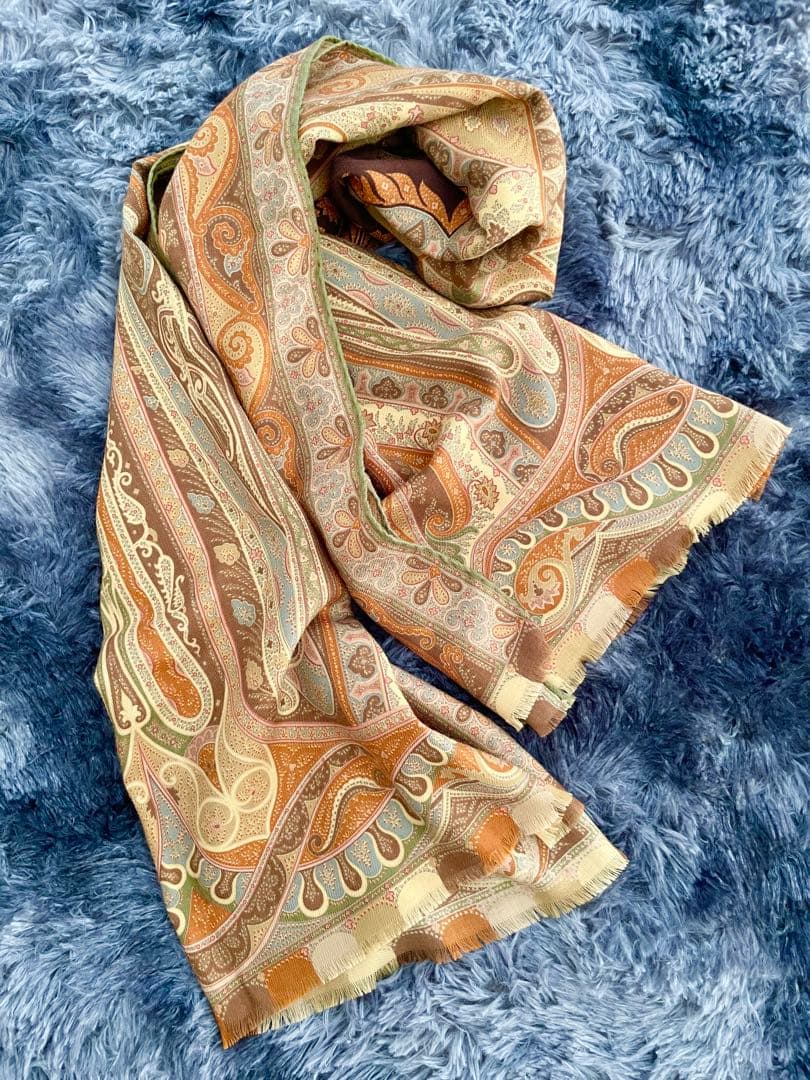 極美品✨ETRO エトロ 超大判ストール スカーフ ペイズリー シルク混 ロング