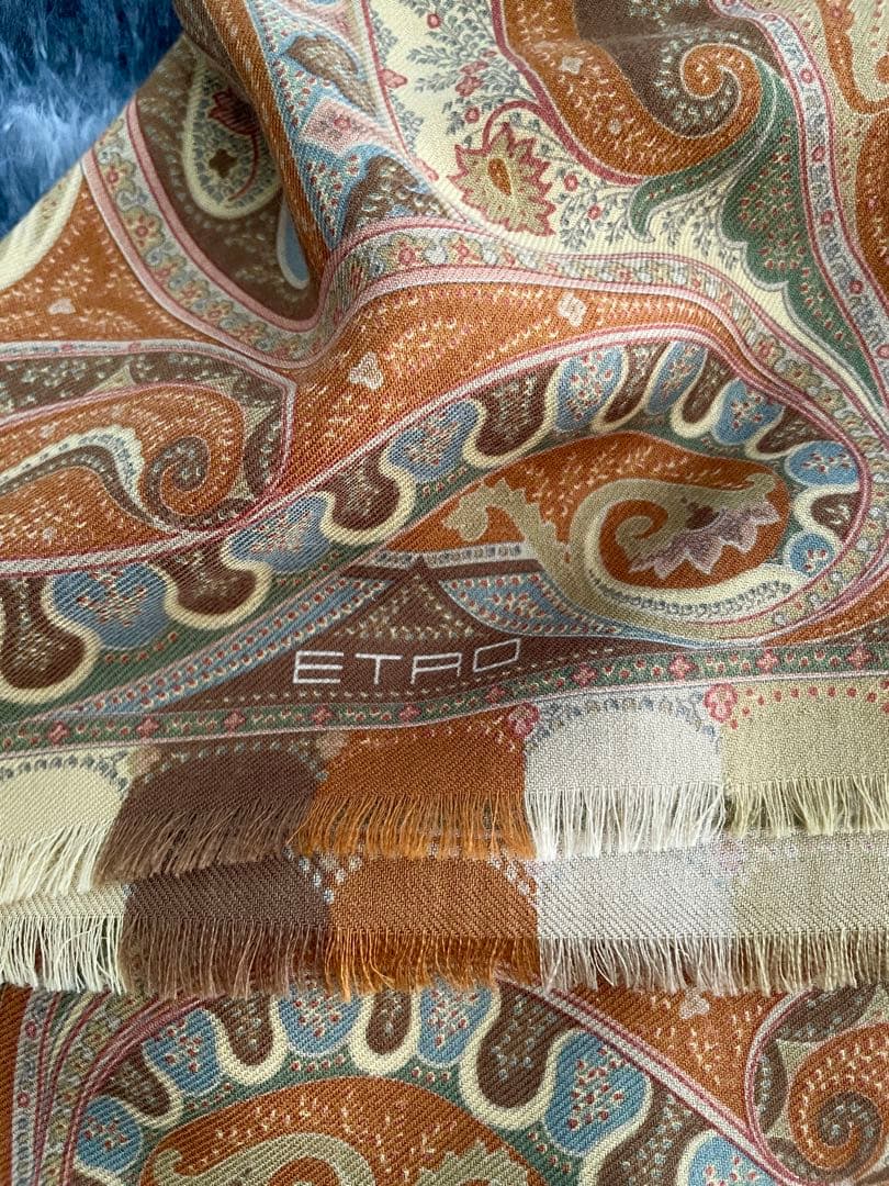 極美品✨ETRO エトロ 超大判ストール スカーフ ペイズリー シルク混 ロング