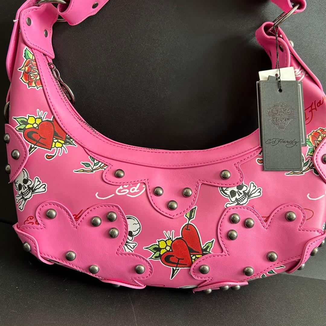 【新品】Ed Hardy エドハーディー　スカル ハンドバッグ y2k ピンク