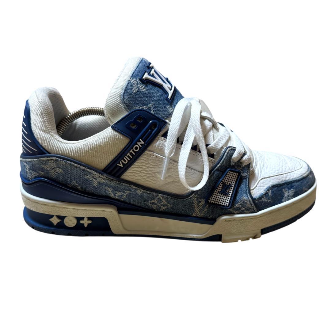 ルイヴィトン LV トレーナー スニーカー マリーヌ 靴 デニム メンズ 青