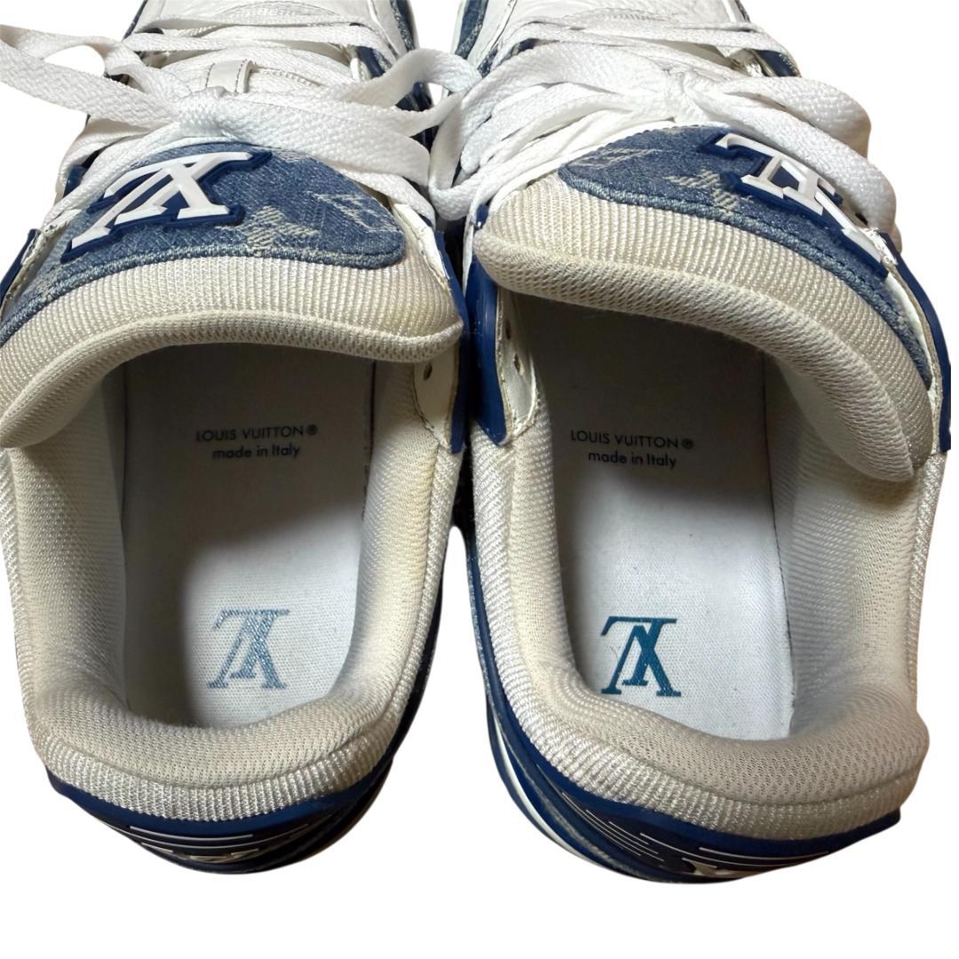 ルイヴィトン LV トレーナー スニーカー マリーヌ 靴 デニム メンズ 青