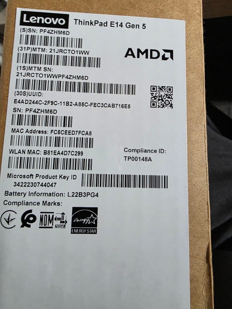 Lenovo ThinkPad E14 Gen5 R7メモリ24GB