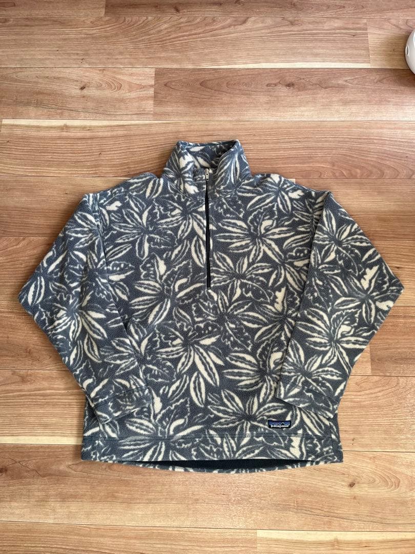 パタゴニア　90年代　アメリカ製ハーフジップフリース　リーフ柄