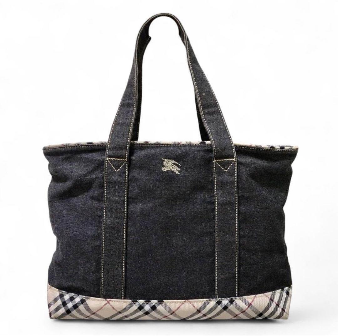 BURBERRY　バーバリー トートバック デニム ノバチェック ホースロゴ