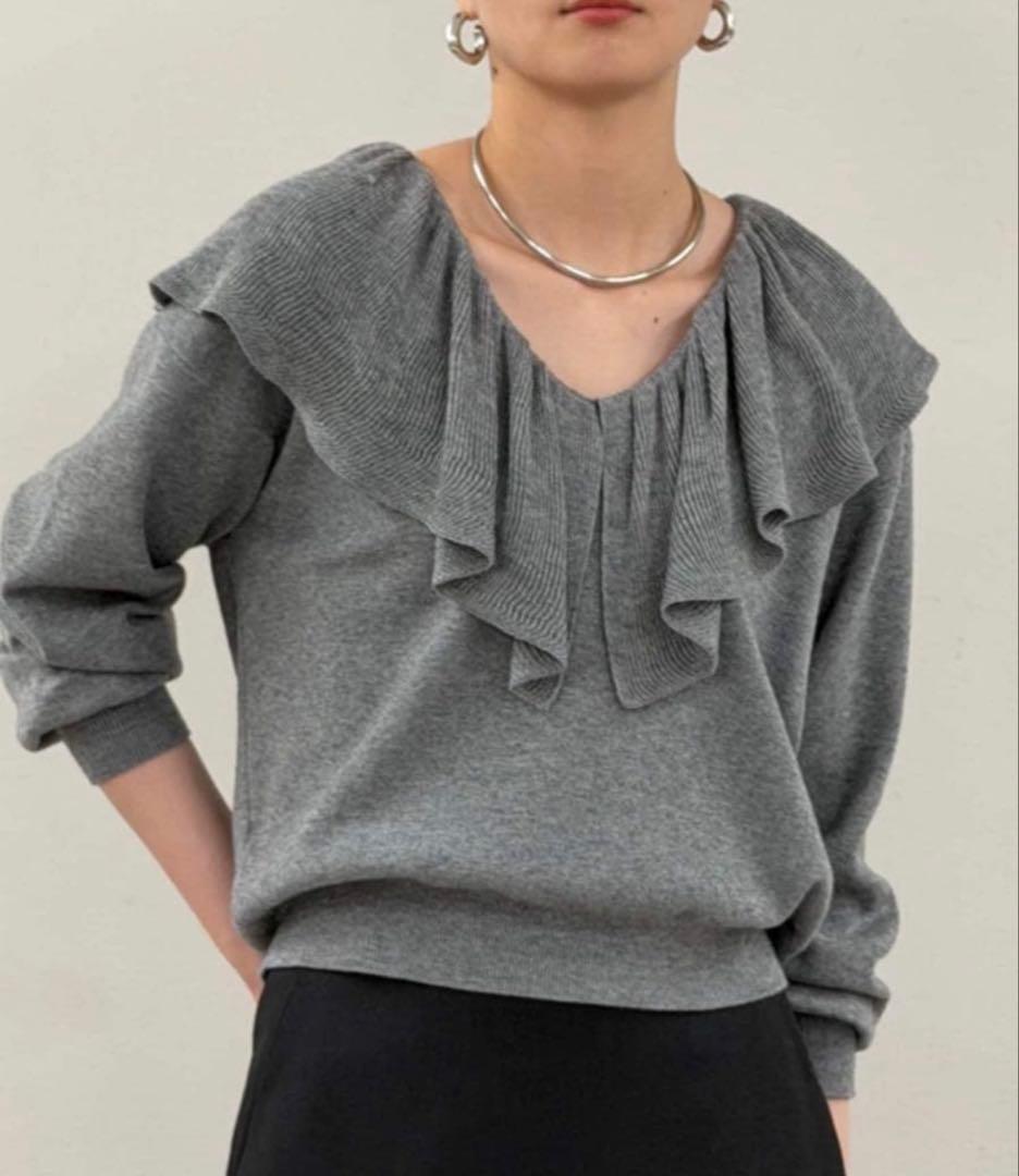 Loungedress ラウンジドレス　フリルカラーニット