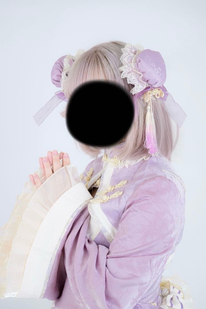 【美品】紫ロリィタドレス　チャイナモチーフ　耳飾り付き　ハロウィン