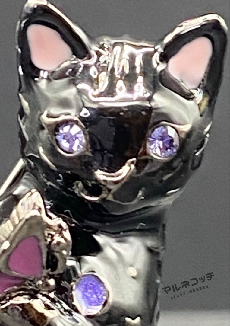 アナスイ　黒猫と蝶々　ブローチ　ベンガル　猫　ネコ　ねこ