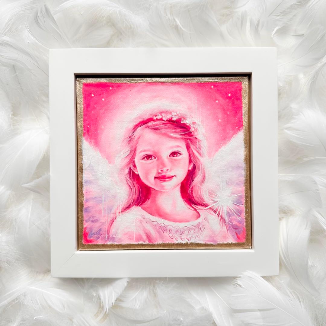 油彩・原画「Sweet angel」絵画・アート・天使・フレーム・油絵
