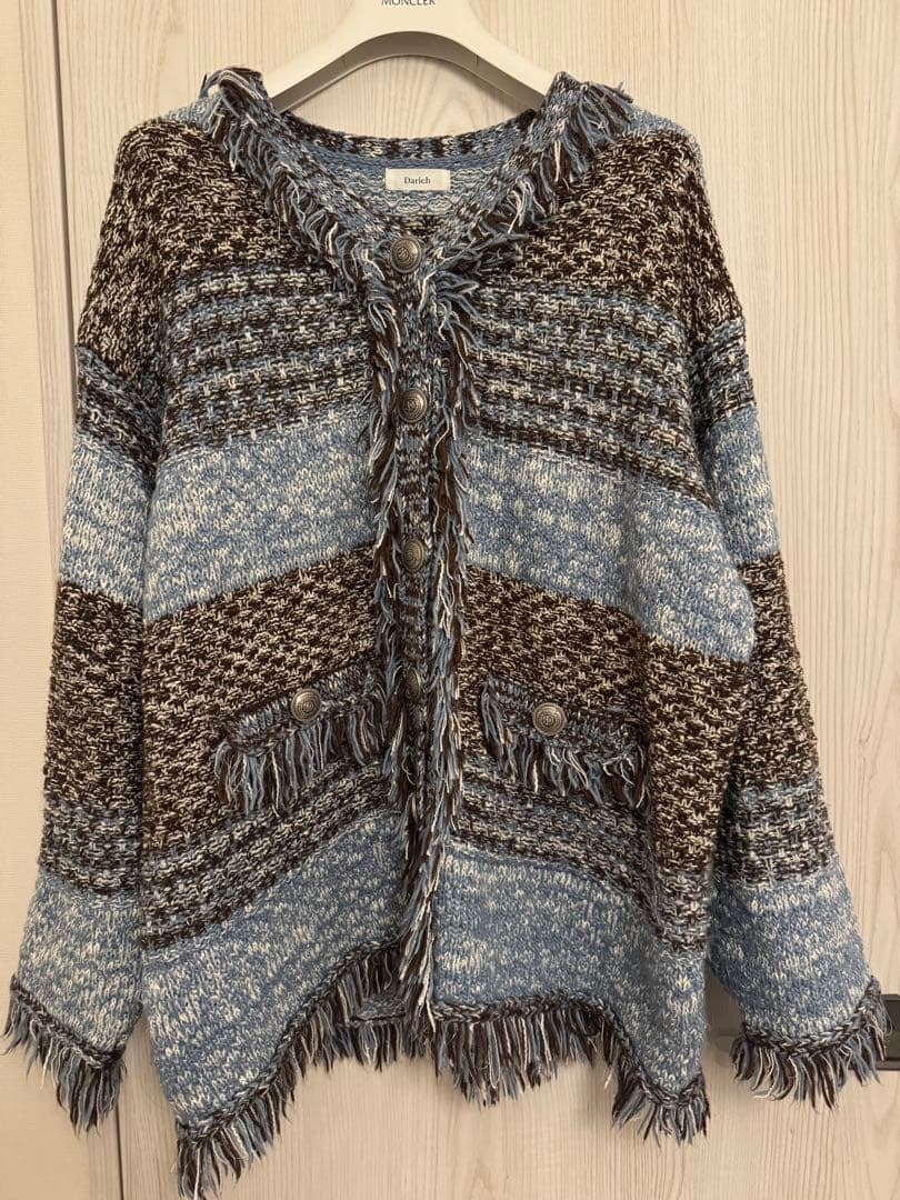Darich ツイードボーダーニットカーディガン