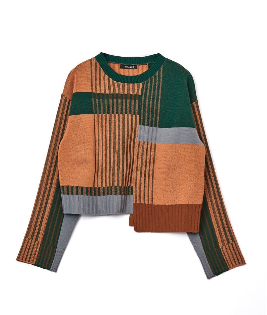 AULA AILA カラーブロックニットプルオーバー