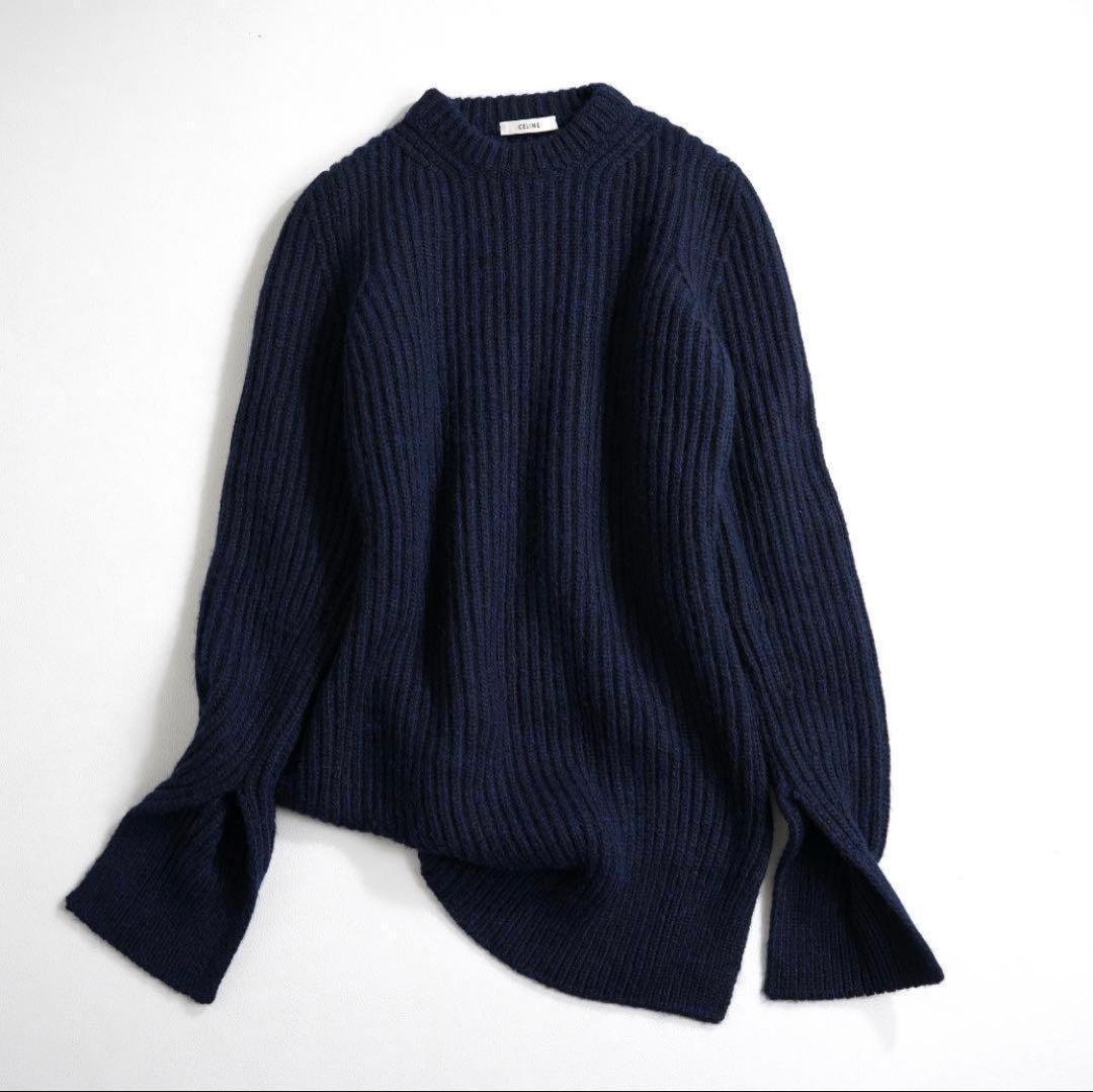 セリーヌ フィービー期 ネイビー カシミヤ ニット アシンメトリー 変形　希少