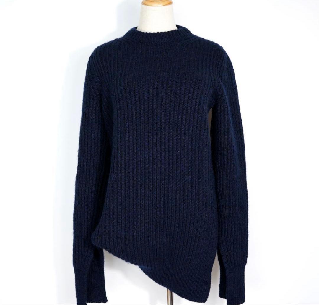 セリーヌ フィービー期 ネイビー カシミヤ ニット アシンメトリー 変形　希少