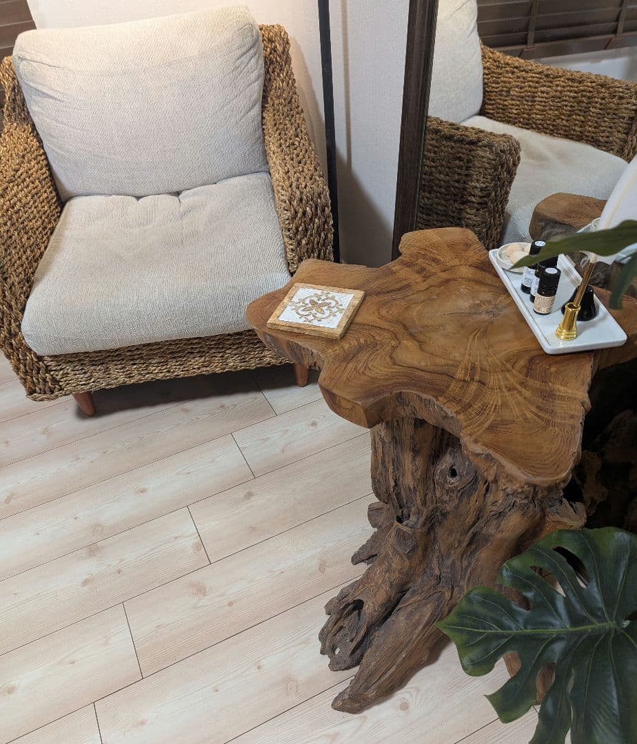 アバカ アジアン エスニック家具 1人掛けソファ ベージュクッション