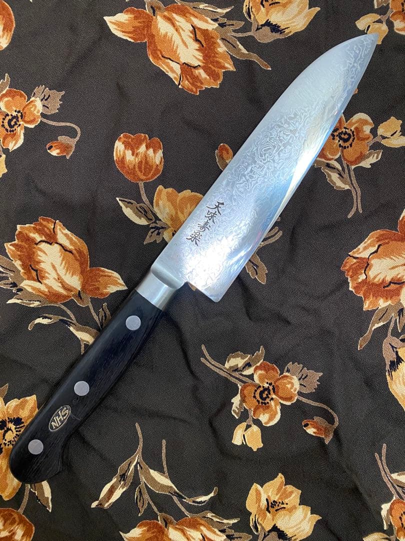 天味寿楽 三徳165mm VG10 ダマスカス 中古品