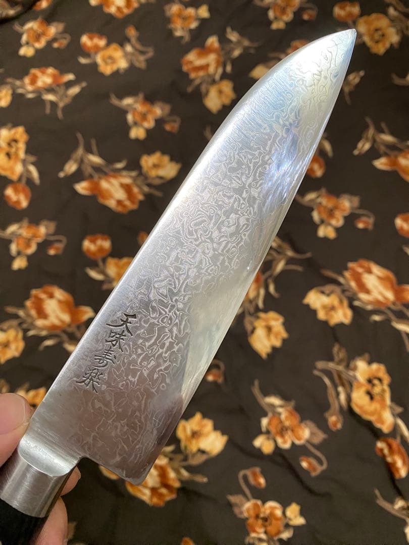 天味寿楽 三徳165mm VG10 ダマスカス 中古品