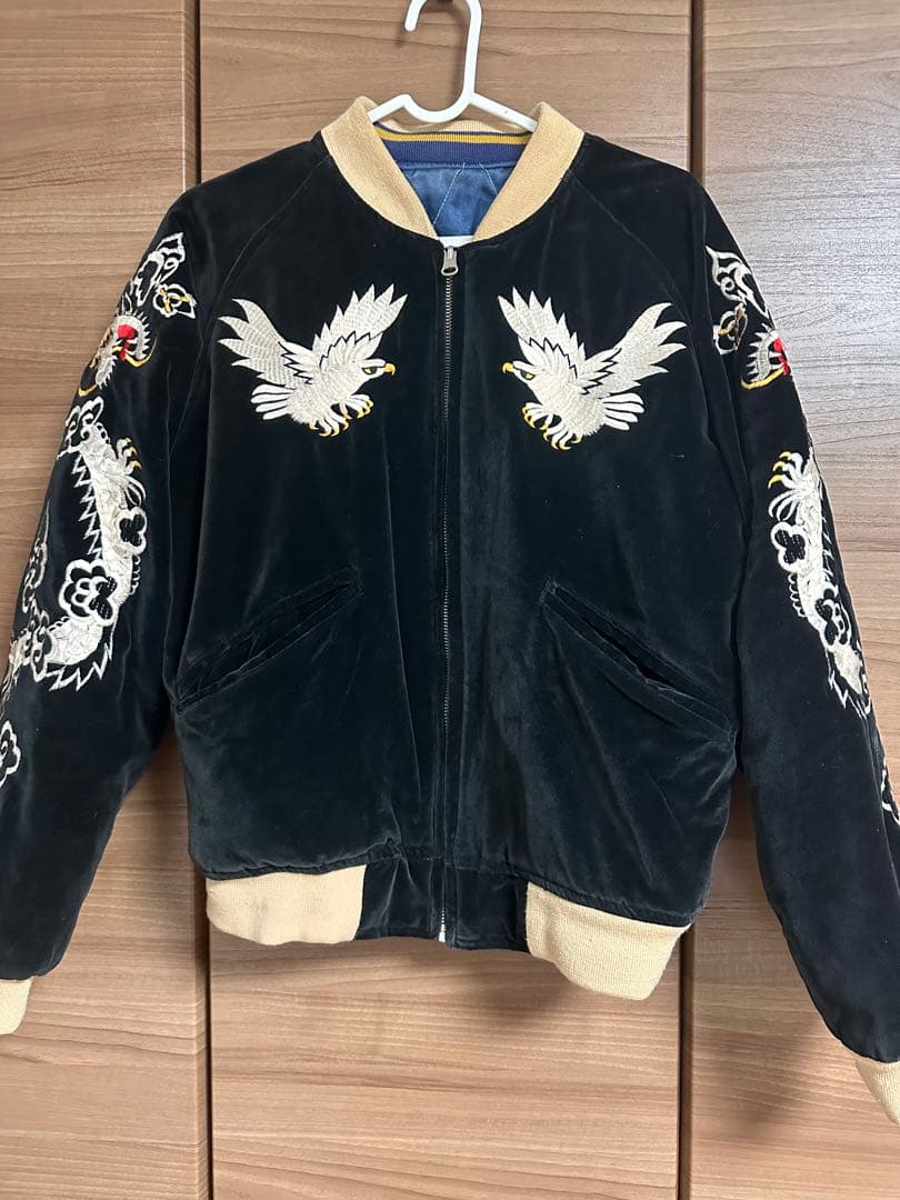 ジ*ン様 希少 ヴィンテージ スカジャン 別珍 鷲刺繍 リバーシブル 80s 9