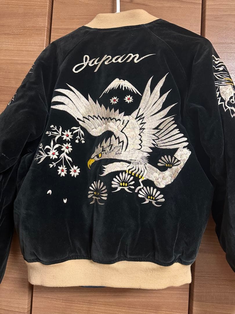 ジ*ン様 希少 ヴィンテージ スカジャン 別珍 鷲刺繍 リバーシブル 80s 9
