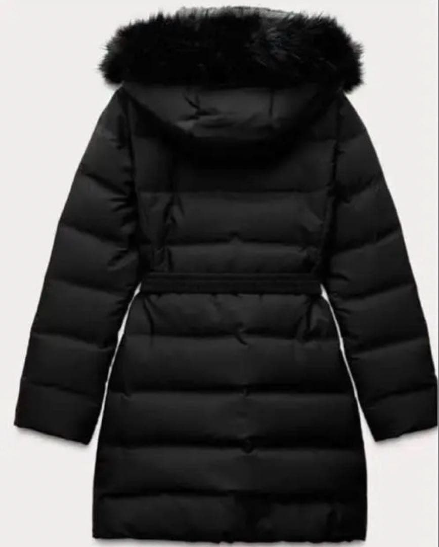 ZARA ザラ ダウンコート ジャケット ブラック ウエストベルト付き ブラック