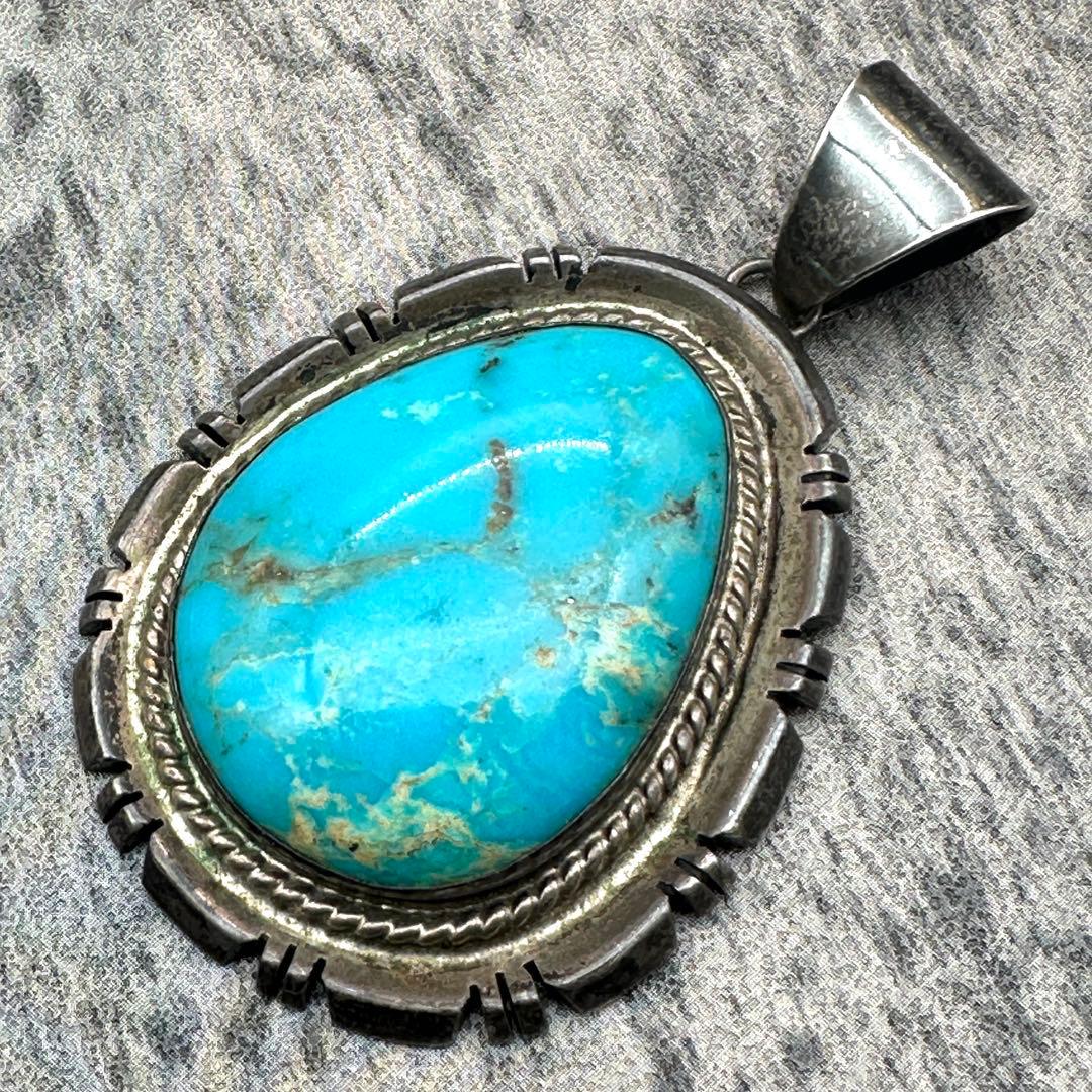 sterling silver turquoise pendant 大ぶり