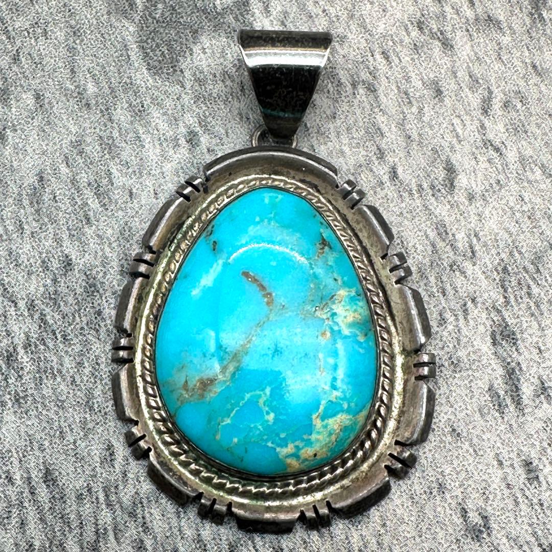 sterling silver turquoise pendant 大ぶり