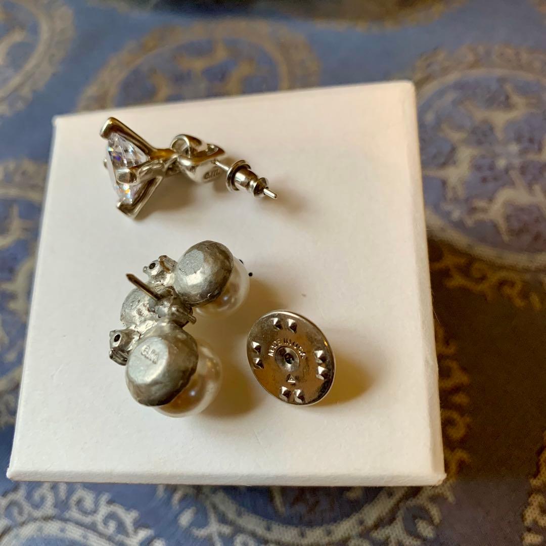 【うめ】e.m. ジルコニア　ピアス　パールブローチ　セット　箱無し