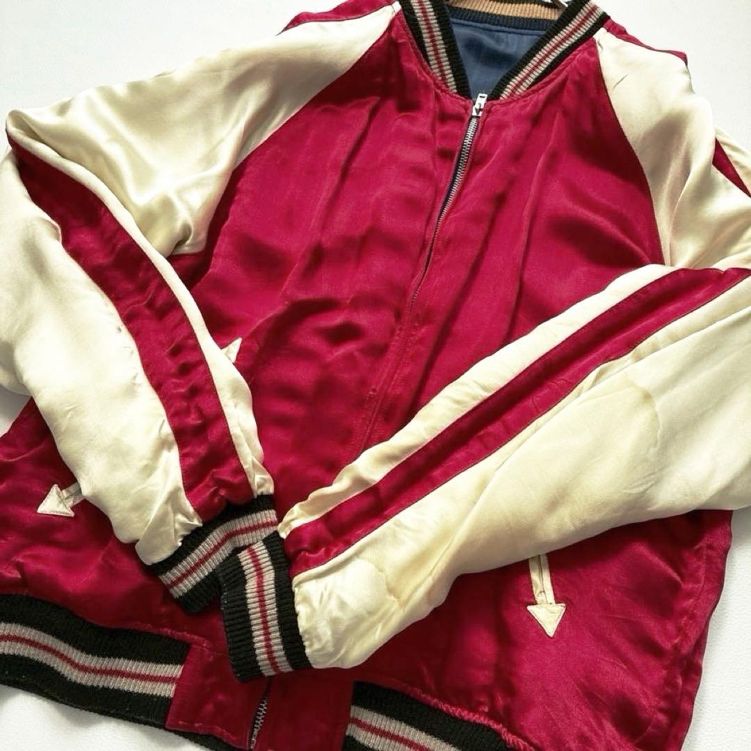 【Yasu】クロップドヘッズ 龍虎 富士山 刺繍 リバーシブル スカジャン