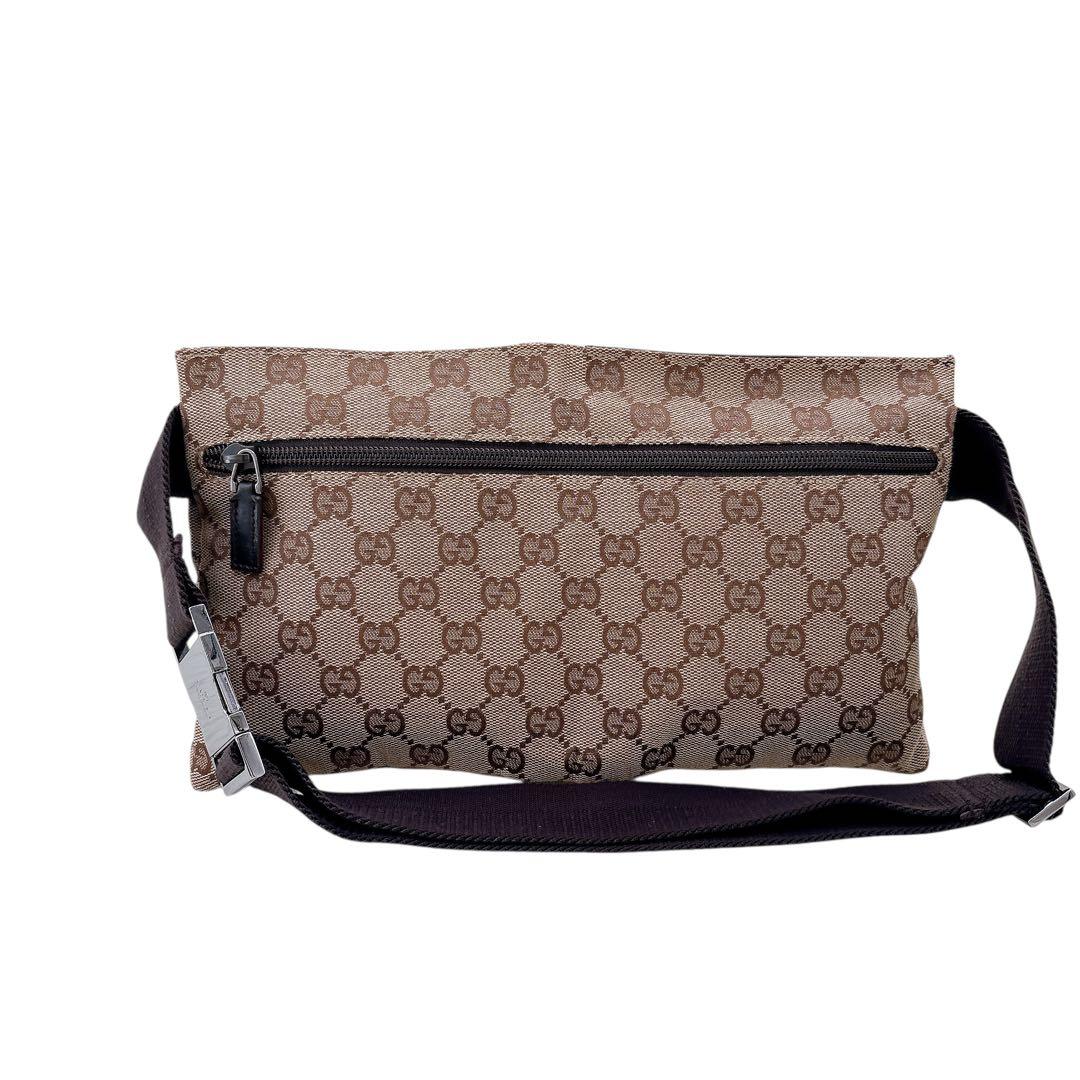【美品】GUCCI/ボディバッグ/ウエストポーチ/GG キャンバス/ブラウン