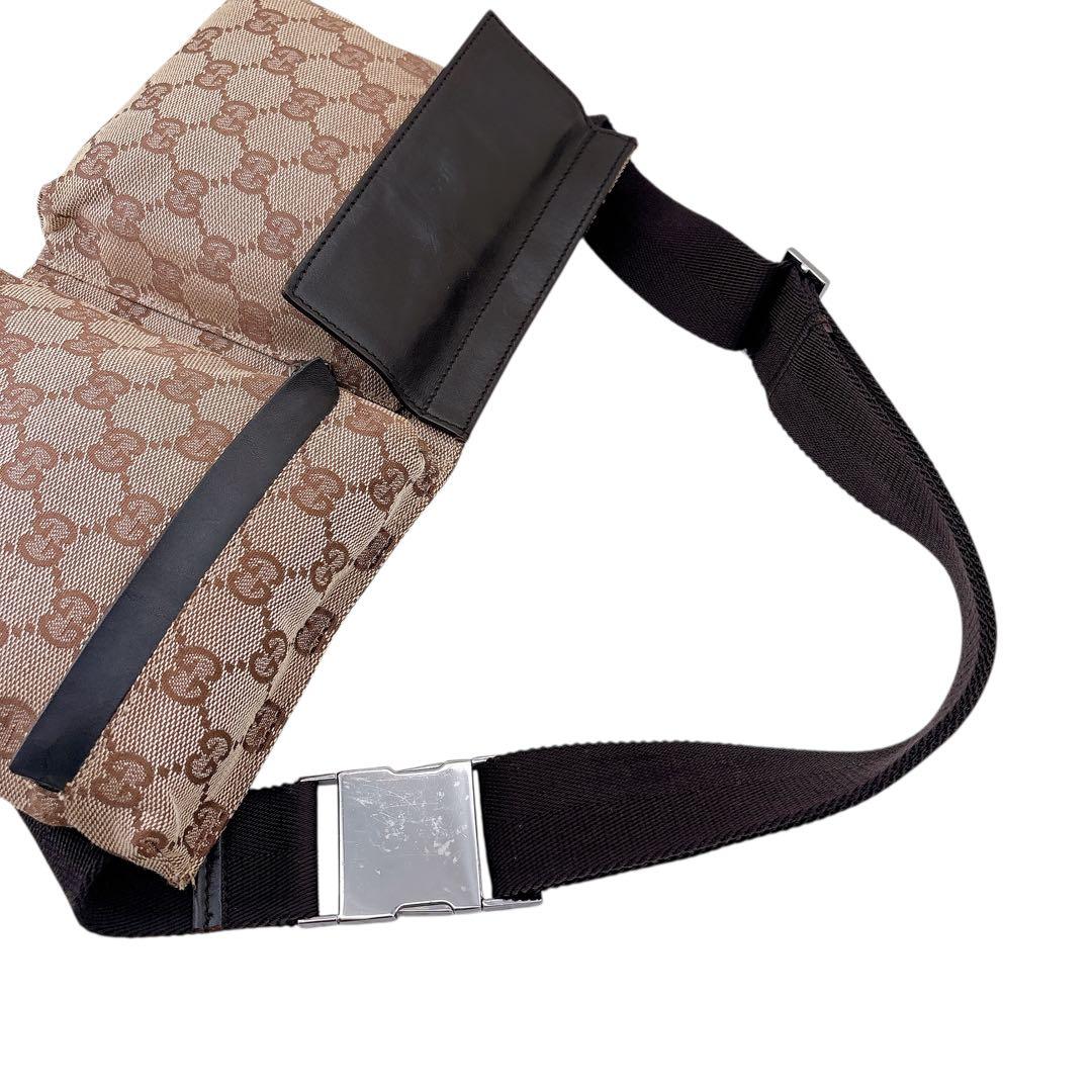 【美品】GUCCI/ボディバッグ/ウエストポーチ/GG キャンバス/ブラウン
