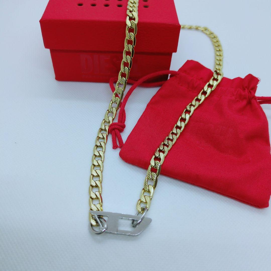 【美品】DIESEL ネックレス DX1438 ゴールドチェーン 箱　喜平