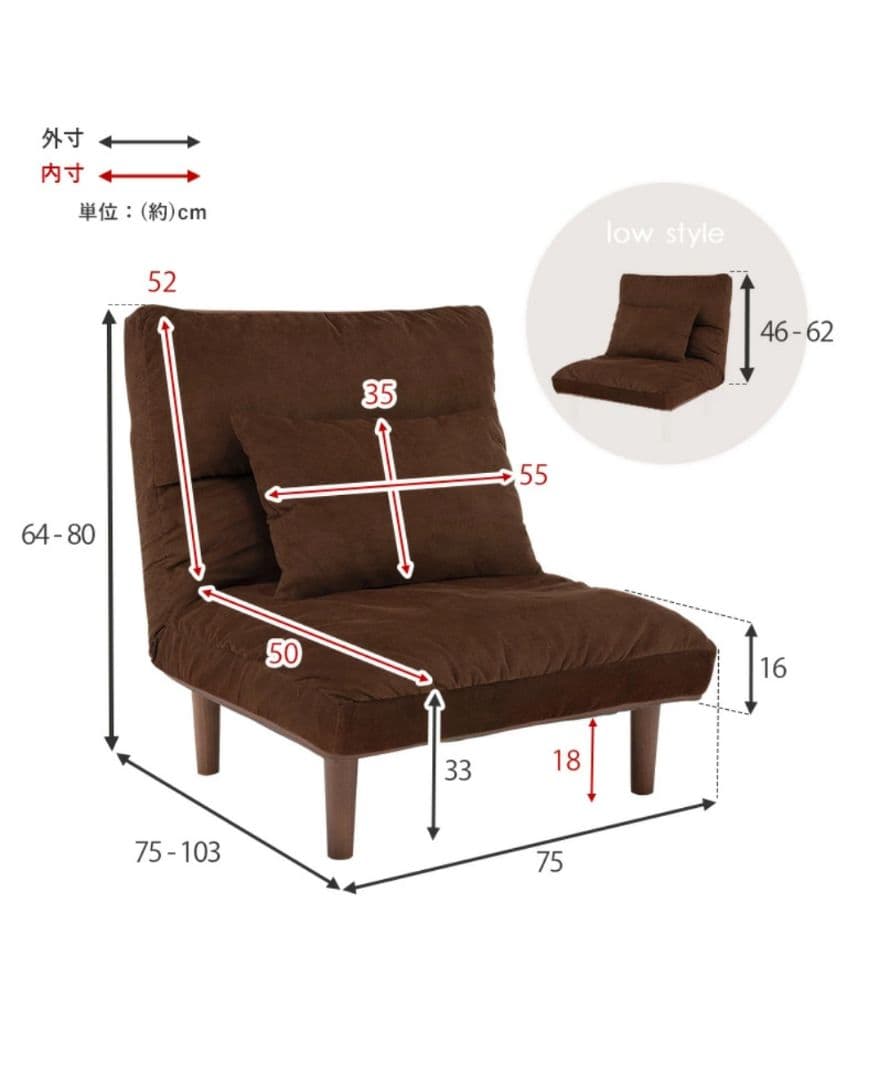 1人掛け ワイド ソファ 7段リクライニング グリーン クッション付き