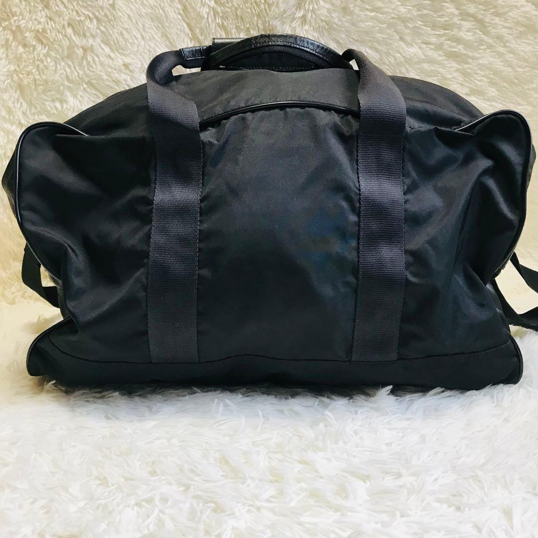 【極美品】プラダ ボストンバッグ 2way ナイロン 黒 三角ロゴ 白タグ