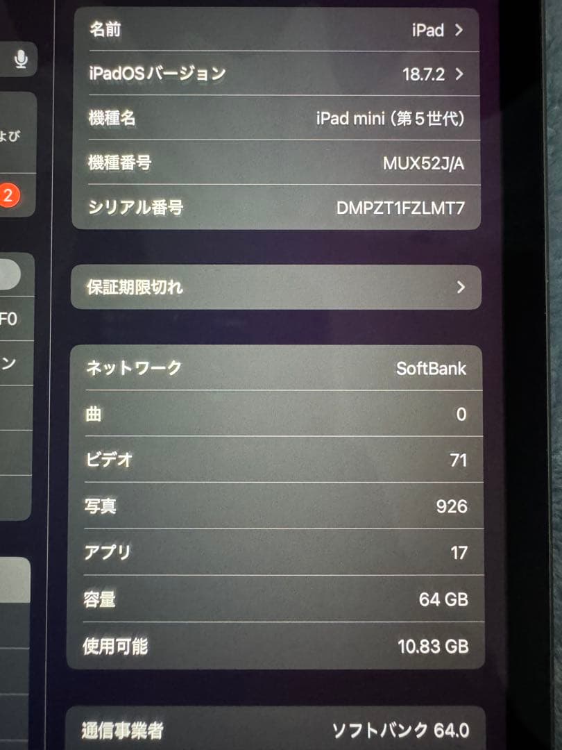 【美品】iPad mini 第5世代 スペースグレー　64GBセルラーモデル