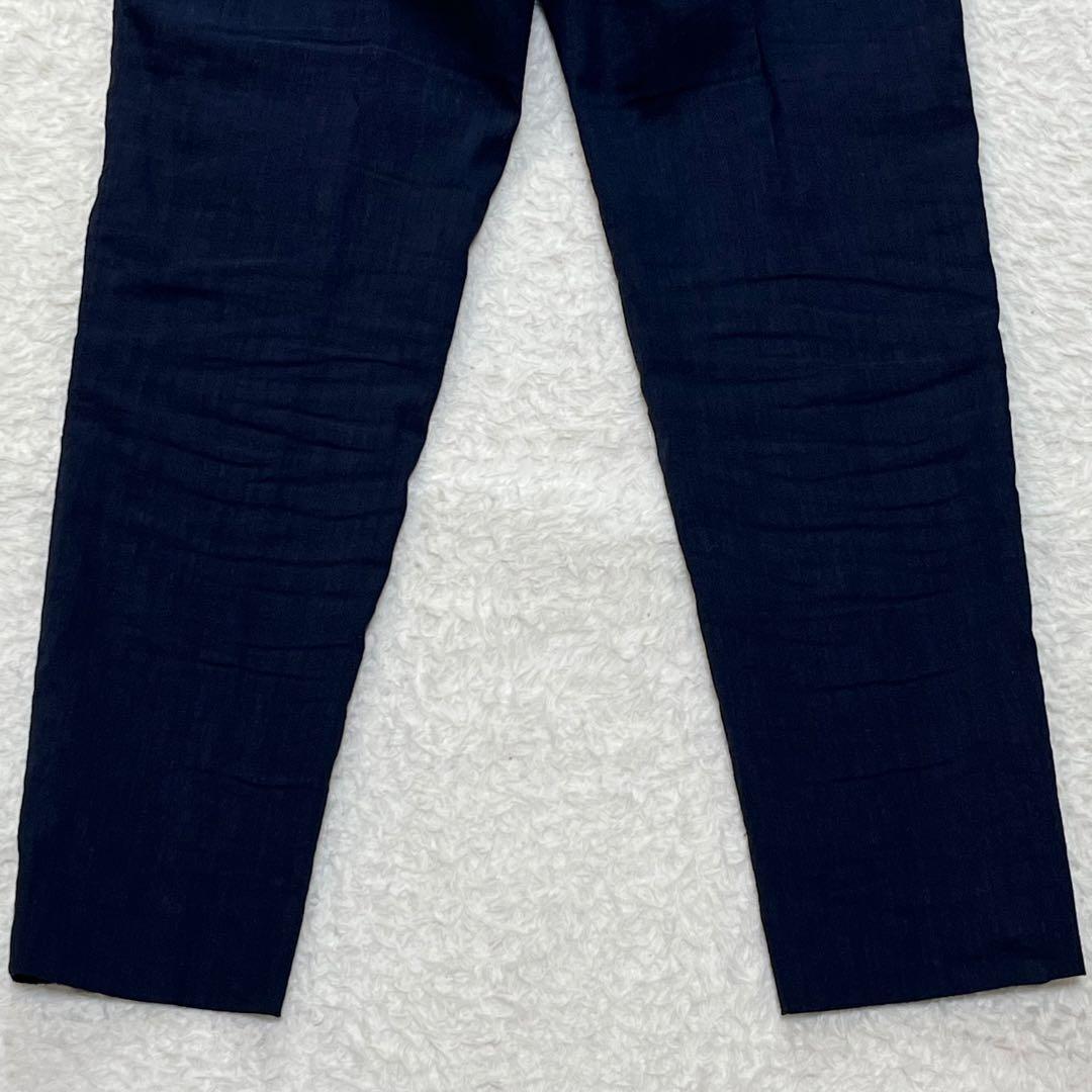 プラステ　PLST セットアップ　スーツ　ノーカラー　パンツ　リネン　ネイビー