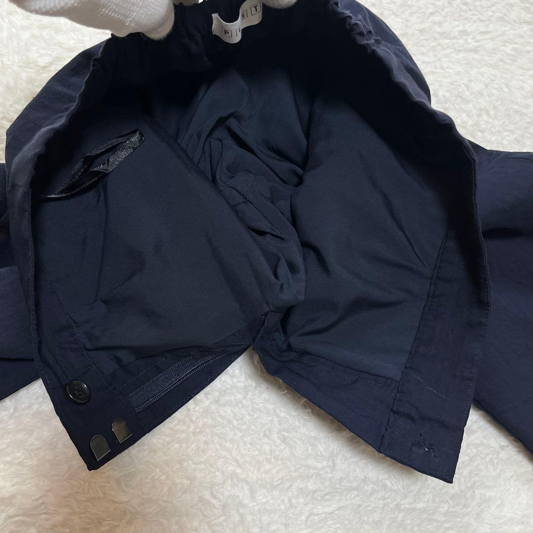 プラステ　PLST セットアップ　スーツ　ノーカラー　パンツ　リネン　ネイビー