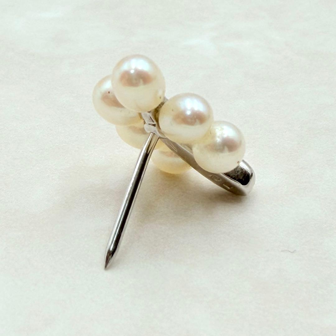 MIKIMOTO ミキモト　ピンブローチ　パール　真珠　シルバー　リーフ　植物