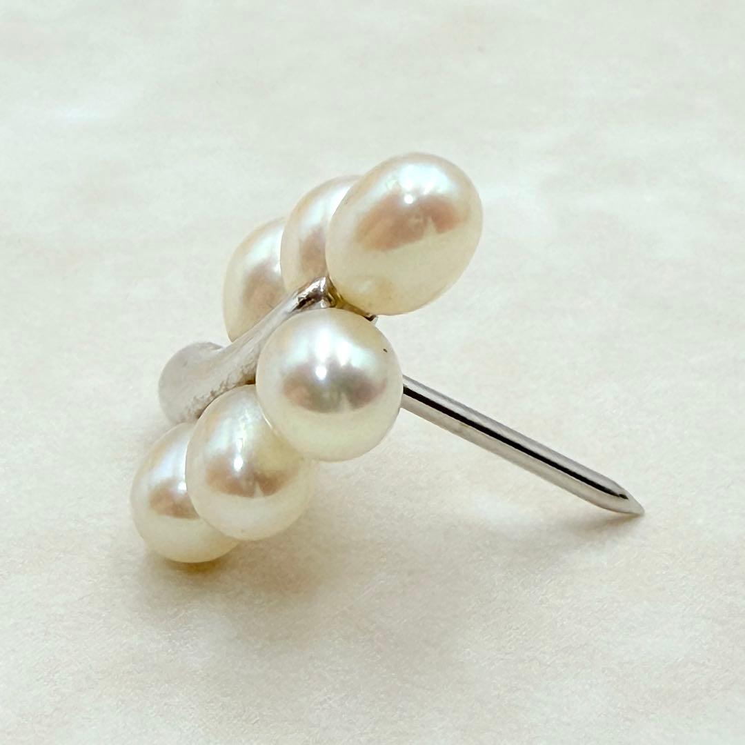 MIKIMOTO ミキモト　ピンブローチ　パール　真珠　シルバー　リーフ　植物