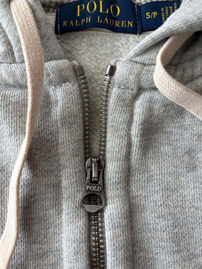 POLO ラルフローレン ジップパーカー グレー S 裏起毛 ロゴ刺繍