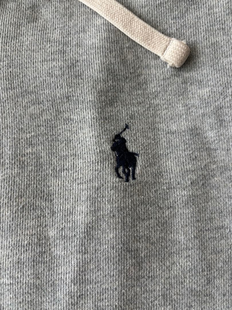 POLO ラルフローレン ジップパーカー グレー S 裏起毛 ロゴ刺繍