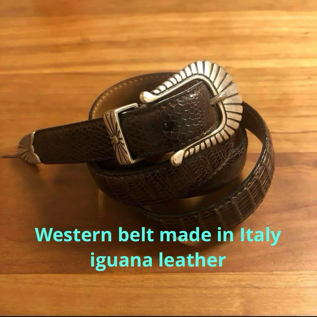 ウェスタンベルト　希少イグアナ皮　made in italy