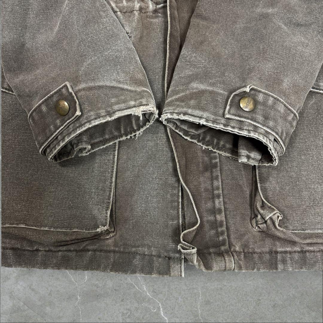 27]メキシコ製カーハート レザーロゴフルジップ ダック地ジャケットブルゾン古着