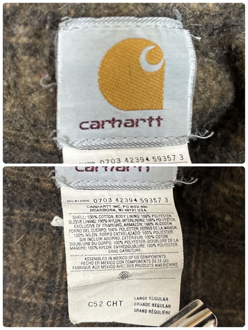 27]メキシコ製カーハート レザーロゴフルジップ ダック地ジャケットブルゾン古着