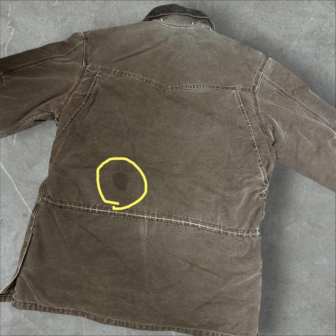 27]メキシコ製カーハート レザーロゴフルジップ ダック地ジャケットブルゾン古着