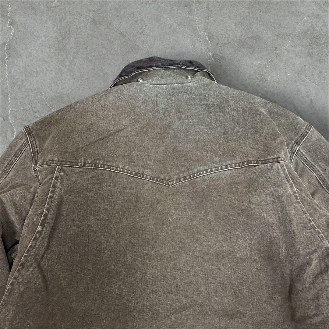 27]メキシコ製カーハート レザーロゴフルジップ ダック地ジャケットブルゾン古着