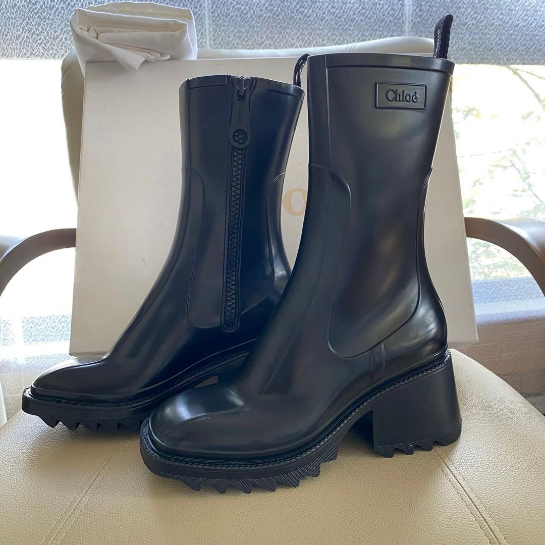 Chloé ブラック 37 レインブーツ ヒール
