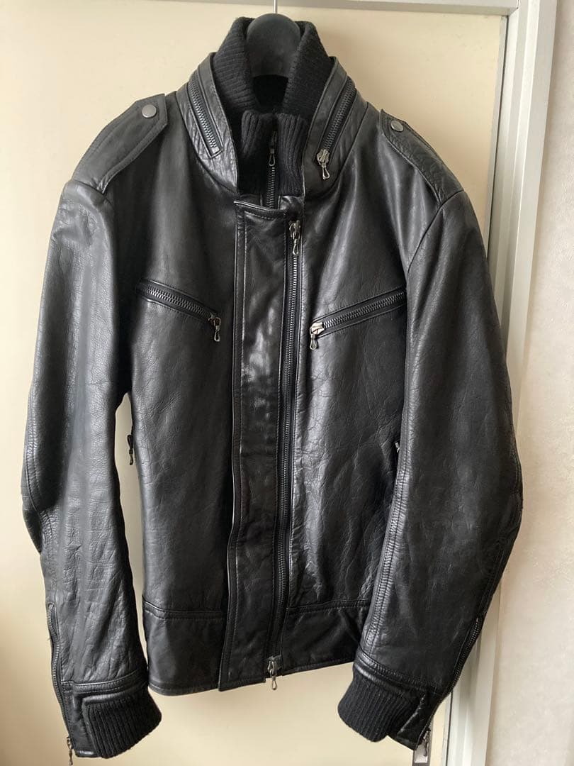 【超名作・希少サイズ48】シェラック 赤西仁着 レザーライダース 有閑倶楽部 黒