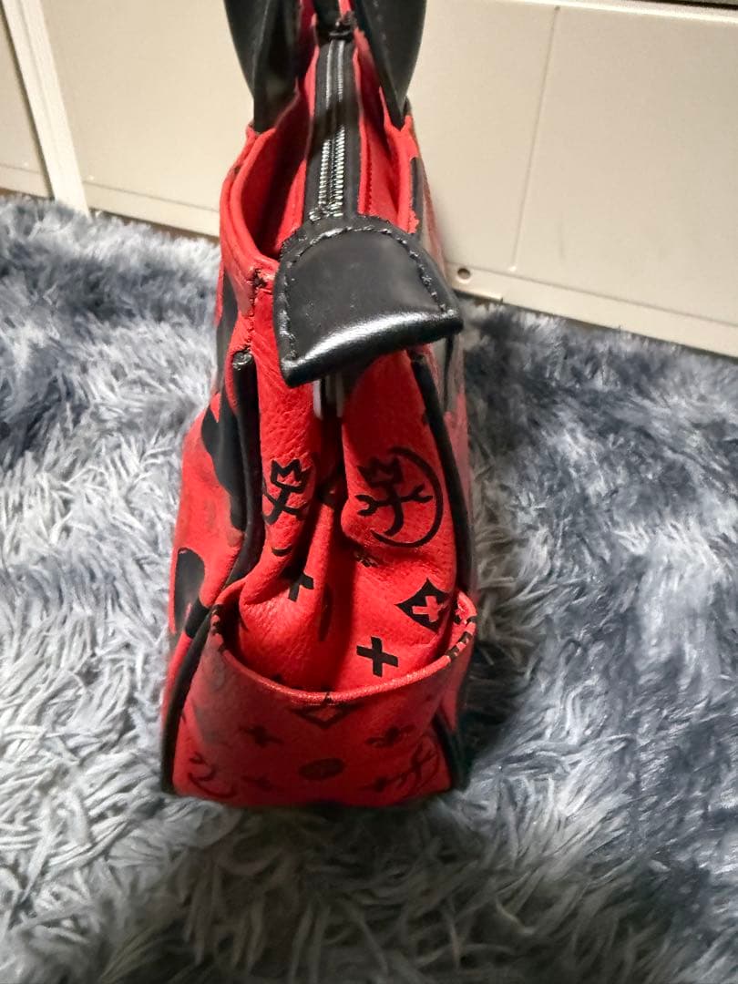 CASTELBAJAC本革 レッド ロゴ入り トートバッグ