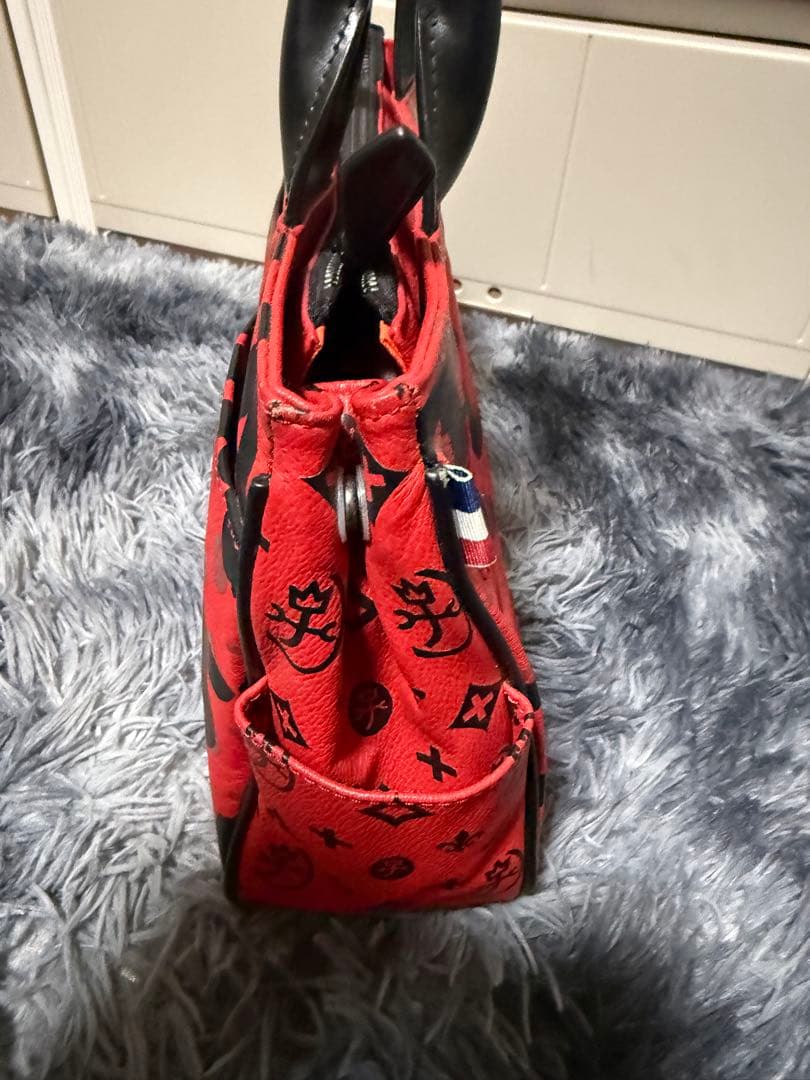 CASTELBAJAC本革 レッド ロゴ入り トートバッグ