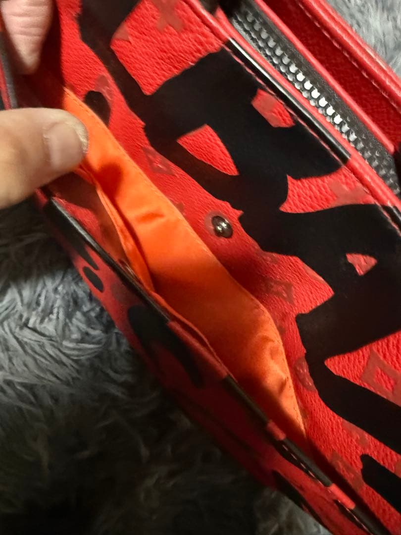 CASTELBAJAC本革 レッド ロゴ入り トートバッグ