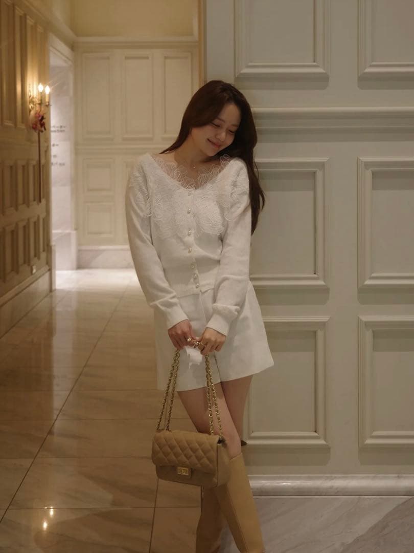 【新品未開封】polaura レースフリルカーディガン ホワイト