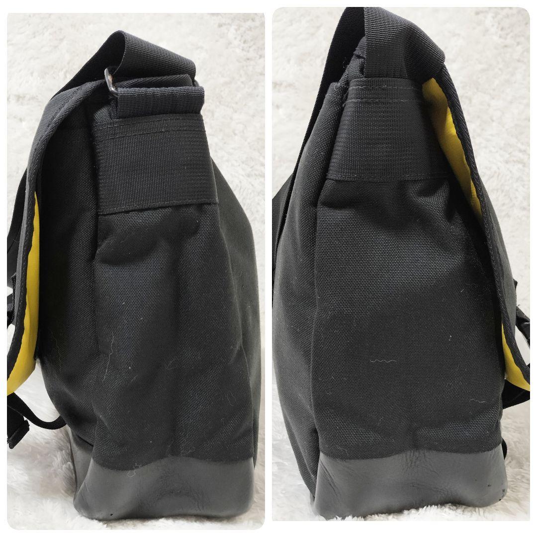 シュプリーム メッセンジャーバッグ ナイロン レザー 黒 黄色